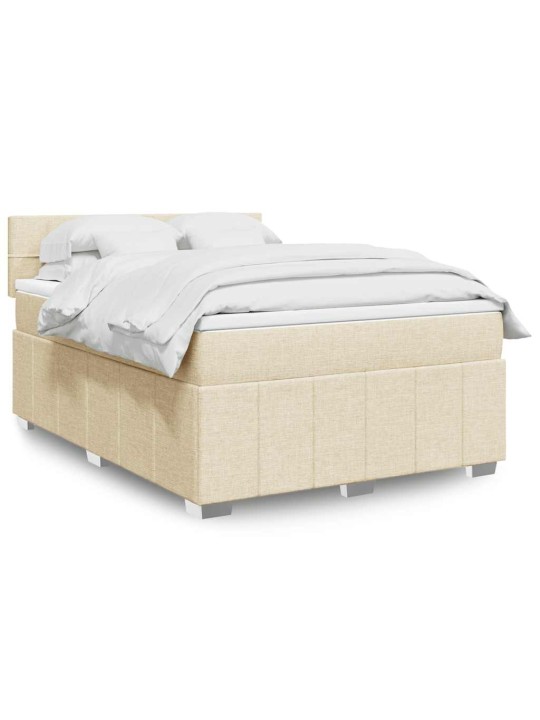 Box spring postel s matrací krémová 140x190 cm textil
