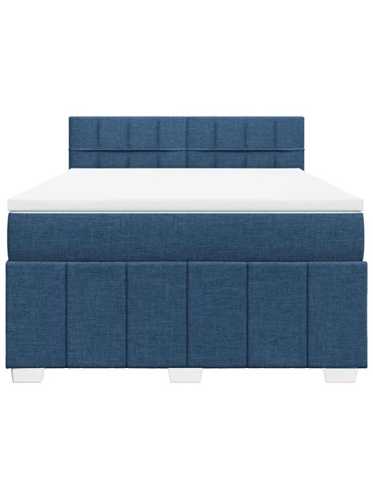 Box spring postel s matrací modrá 140x190 cm textil