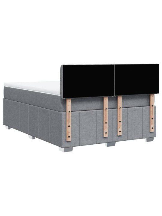 Box spring postel s matrací světle šedá 140 x 190 cm textil
