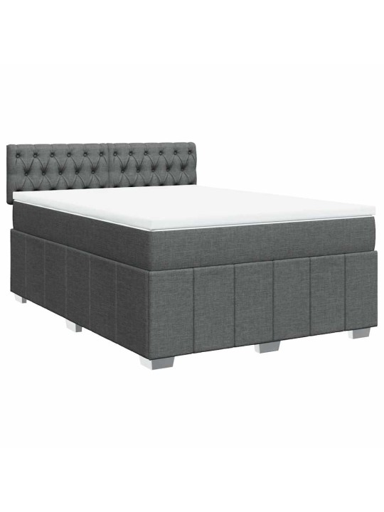 Box spring postel s matrací tmavě šedý 140 x 190 cm textil
