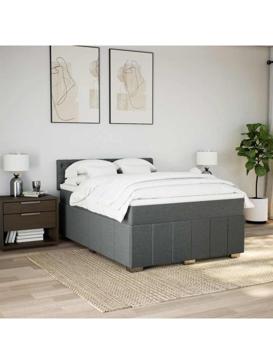 Box spring postel s matrací tmavě šedý 140 x 190 cm textil