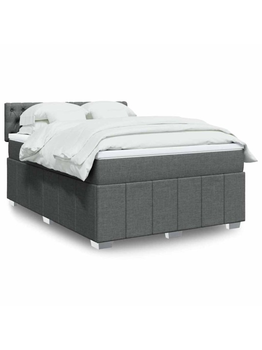 Box spring postel s matrací tmavě šedý 140 x 190 cm textil