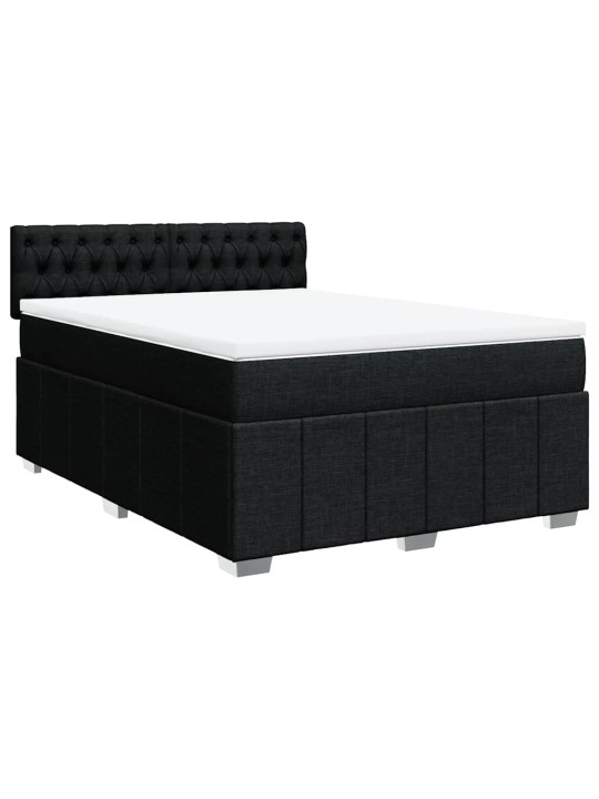 Box spring postel s matrací černá 140 x 190 cm textil
