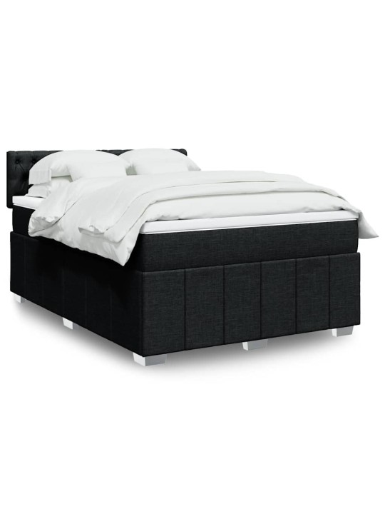 Box spring postel s matrací černá 140 x 190 cm textil