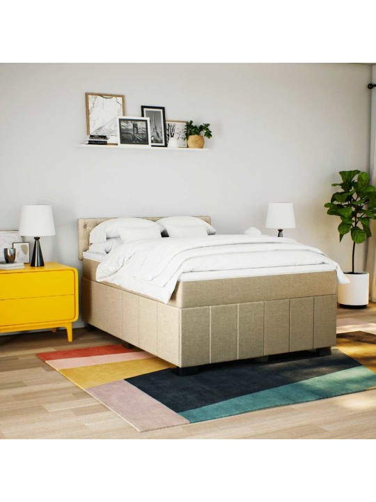 Box spring postel s matrací krémová 140x190 cm textil