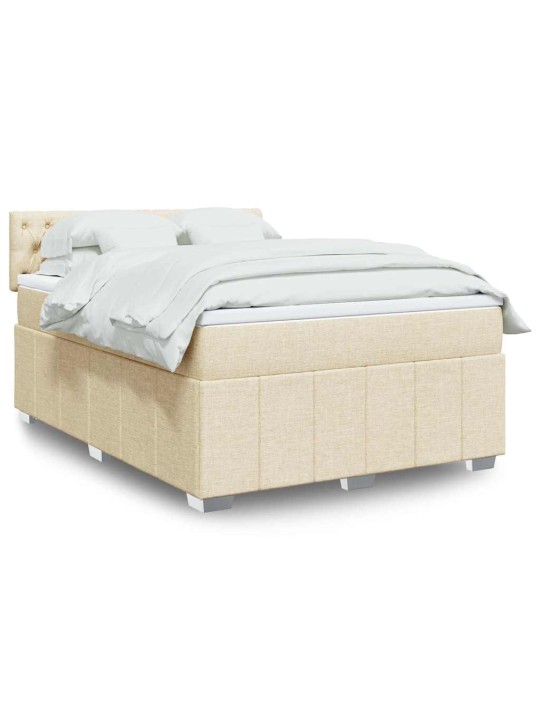 Box spring postel s matrací krémová 140x190 cm textil