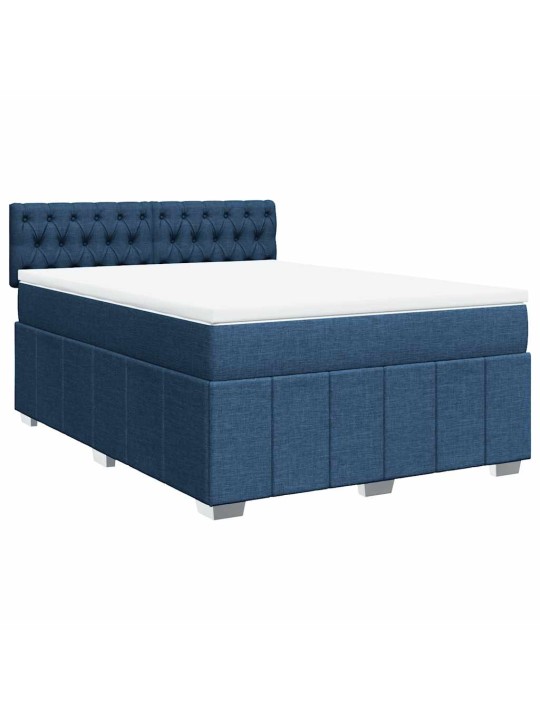 Box spring postel s matrací modrá 140x190 cm textil