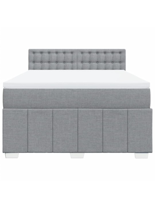 Box spring postel s matrací světle šedá 140 x 190 cm textil