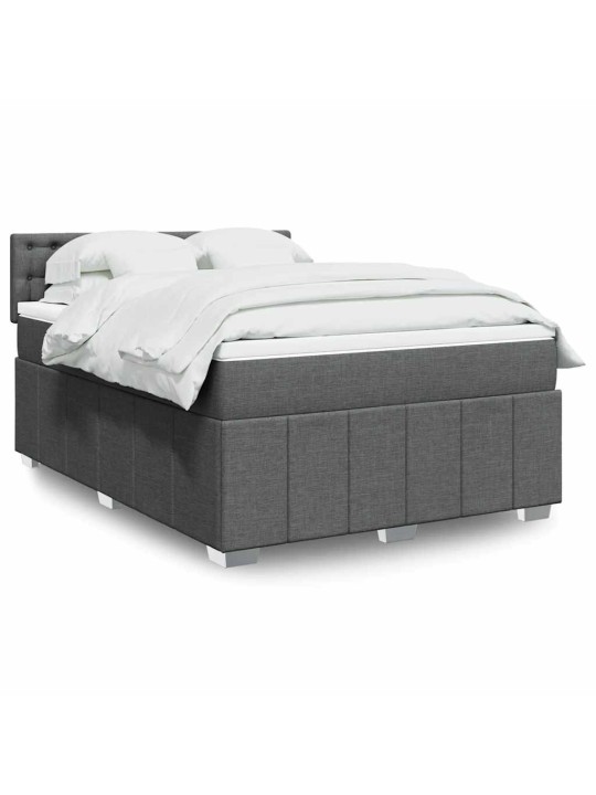 Box spring postel s matrací tmavě šedý 140 x 190 cm textil