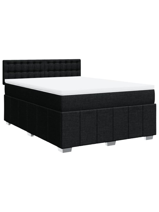Box spring postel s matrací černá 140 x 190 cm textil