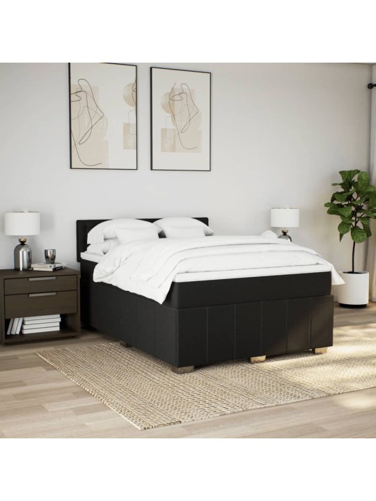 Box spring postel s matrací černá 140 x 190 cm textil