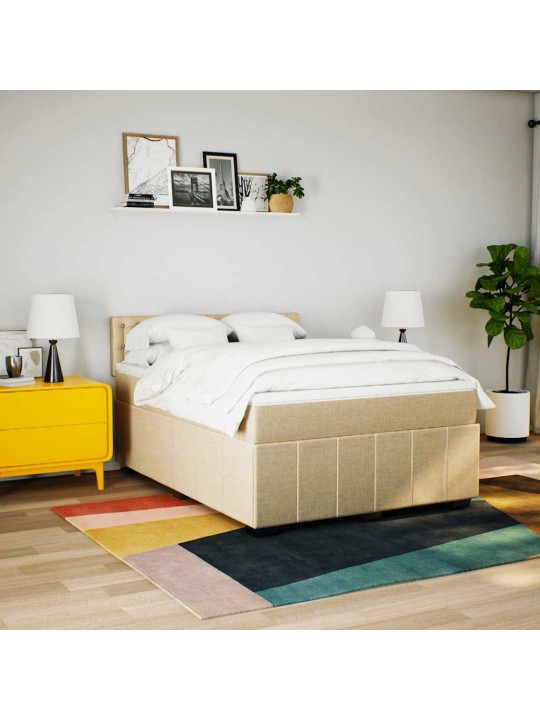Box spring postel s matrací krémová 140x190 cm textil