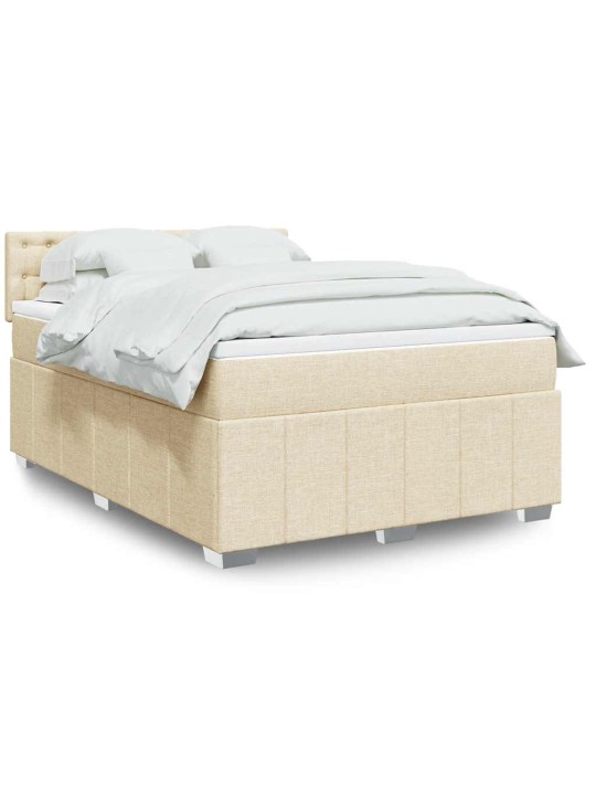 Box spring postel s matrací krémová 140x190 cm textil