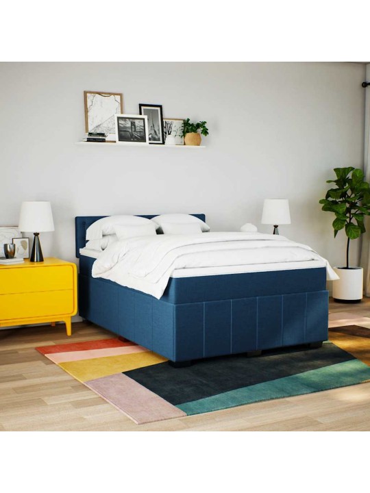 Box spring postel s matrací modrá 140x190 cm textil