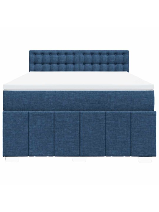 Box spring postel s matrací modrá 140x190 cm textil