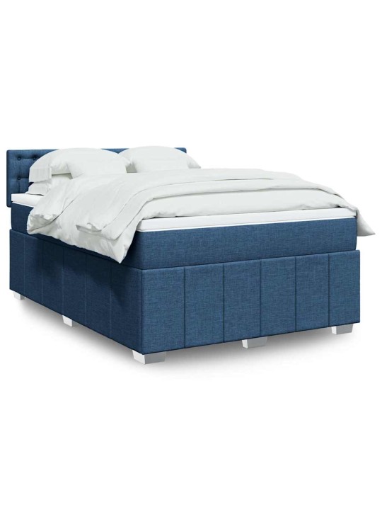 Box spring postel s matrací modrá 140x190 cm textil