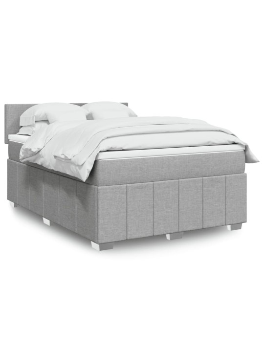 Box spring postel s matrací světle šedá 140 x 200 cm textil