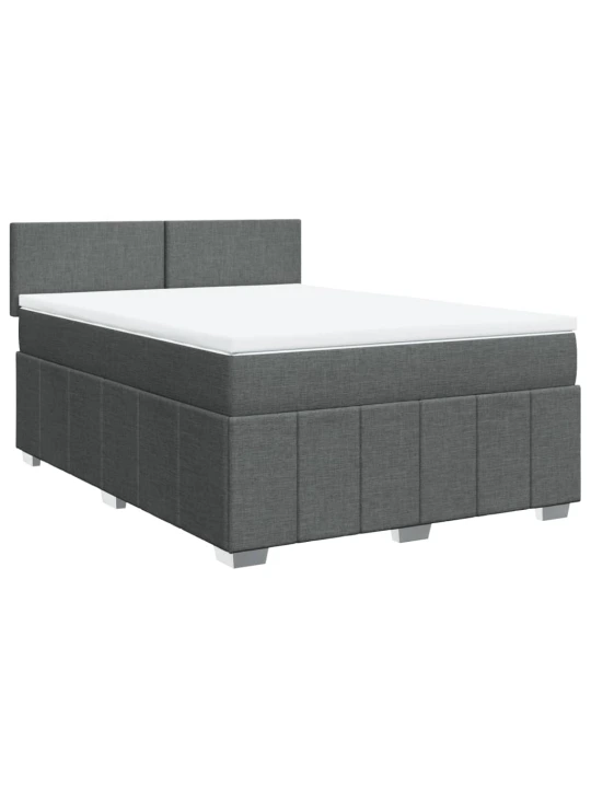 Box spring postel s matrací tmavě šedá 140x200 cm textil