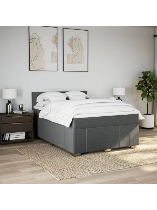 Box spring postel s matrací tmavě šedá 140x200 cm textil