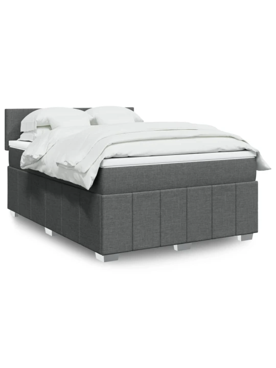 Box spring postel s matrací tmavě šedá 140x200 cm textil