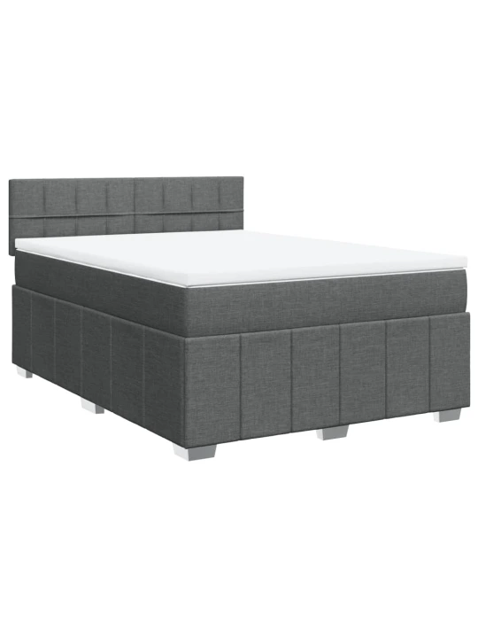 Box spring postel s matrací tmavě šedá 140x200 cm textil