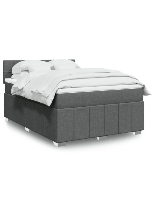 Box spring postel s matrací tmavě šedá 140x200 cm textil
