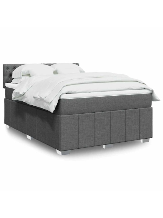 Box spring postel s matrací tmavě šedá 140x200 cm textil