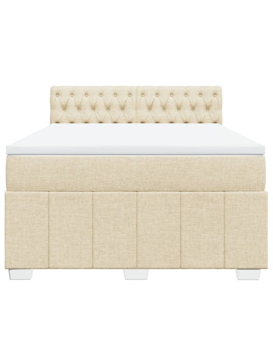 Box spring postel s matrací krémová 140x200 cm textil