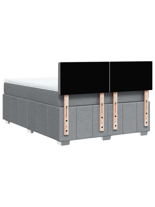 Box spring postel s matrací světle šedá 140 x 200 cm textil