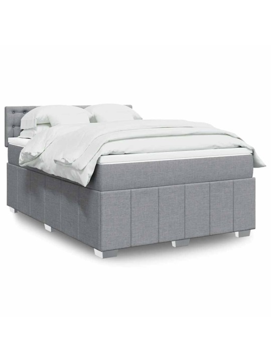 Box spring postel s matrací světle šedá 140 x 200 cm textil