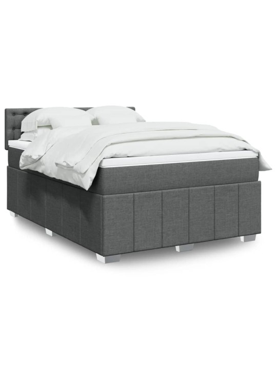 Box spring postel s matrací tmavě šedá 140x200 cm textil