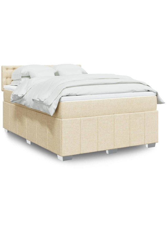 Box spring postel s matrací krémová 140x200 cm textil