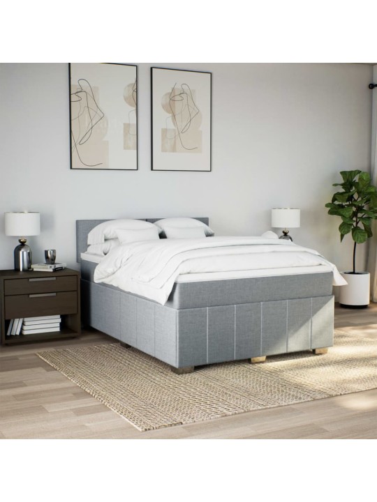 Box spring postel s matrací světle šedá 160 x 200 cm textil