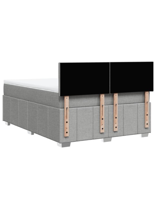 Box spring postel s matrací světle šedá 160 x 200 cm textil