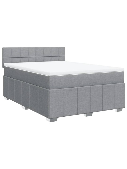 Box spring postel s matrací světle šedá 160 x 200 cm textil