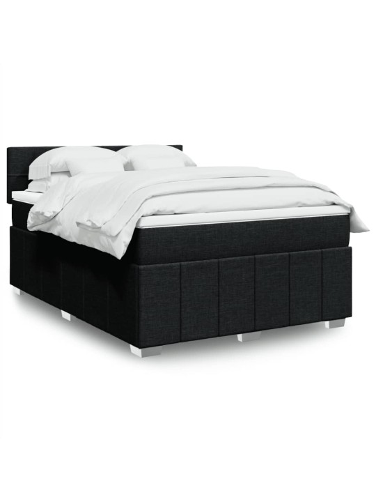 Box spring postel s matrací černá 160x200 cm textil