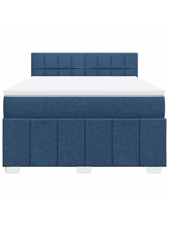 Box spring postel s matrací modrá 160x200 cm textil