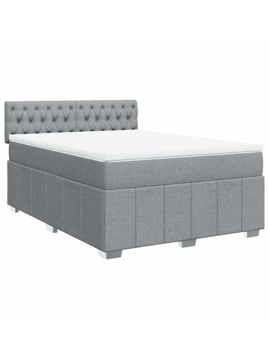 Box spring postel s matrací světle šedá 160 x 200 cm textil