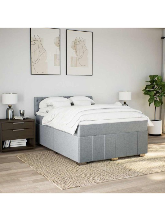 Box spring postel s matrací světle šedá 160 x 200 cm textil