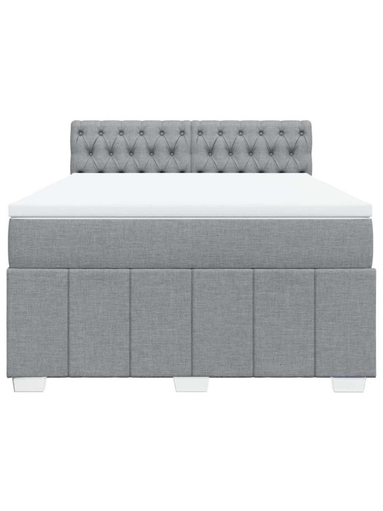 Box spring postel s matrací světle šedá 160 x 200 cm textil