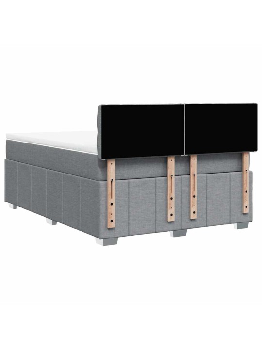 Box spring postel s matrací světle šedá 160 x 200 cm textil