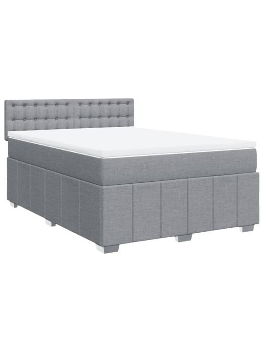Box spring postel s matrací světle šedá 160 x 200 cm textil