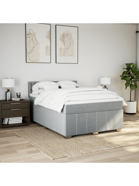 Box spring postel s matrací světle šedá 160 x 200 cm textil