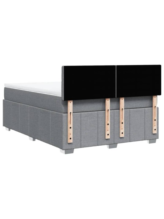 Box spring postel s matrací světle šedá 160 x 200 cm textil
