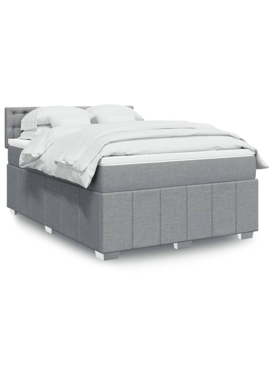 Box spring postel s matrací světle šedá 160 x 200 cm textil