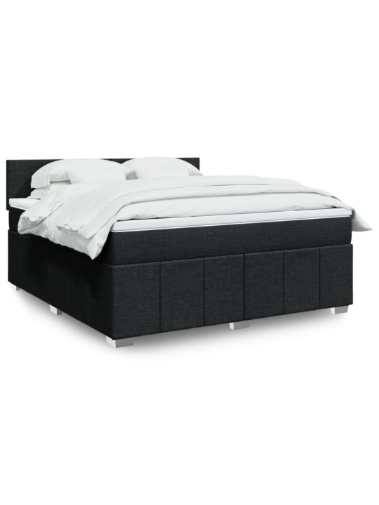 Box spring postel s matrací černá 180x200 cm textil