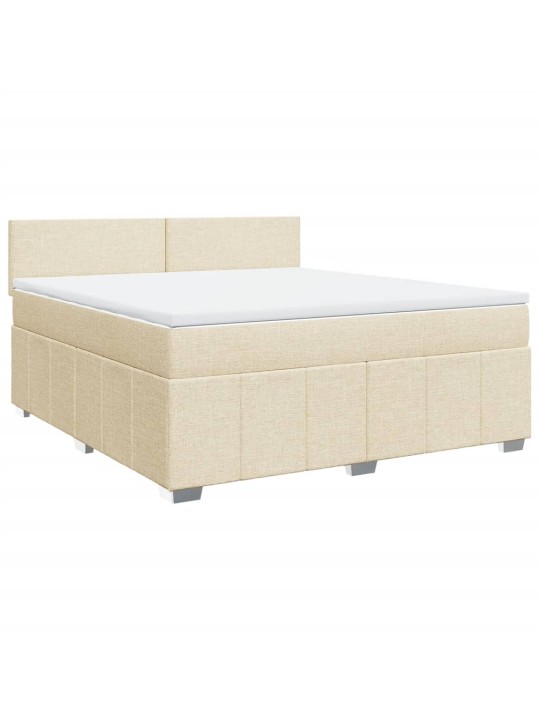 Box spring postel s matrací krémová 180x200 cm textil