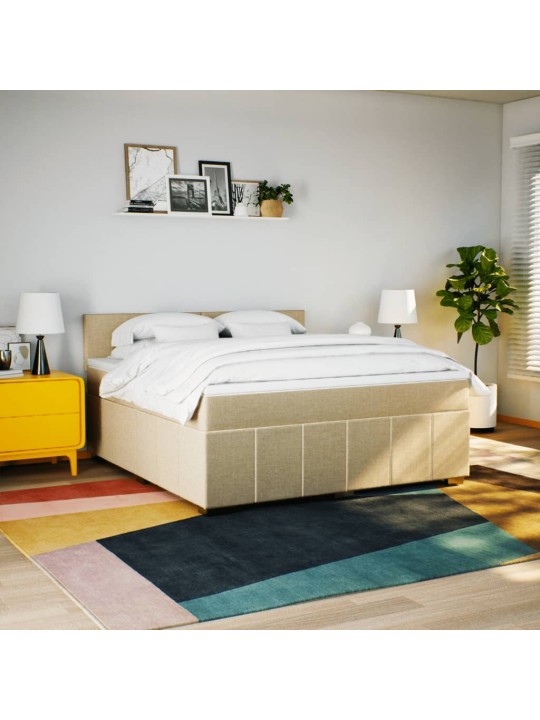 Box spring postel s matrací krémová 180x200 cm textil