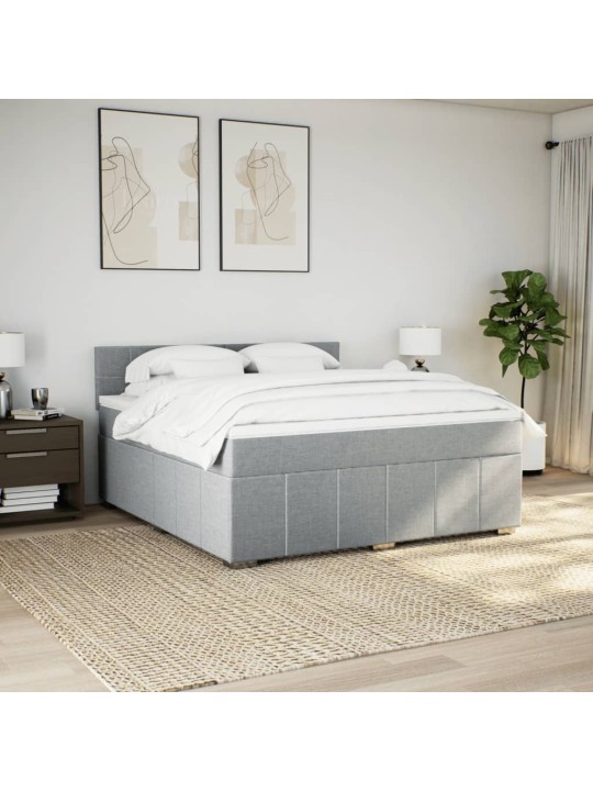 Box spring postel s matrací světle šedá 180 x 200 cm textil