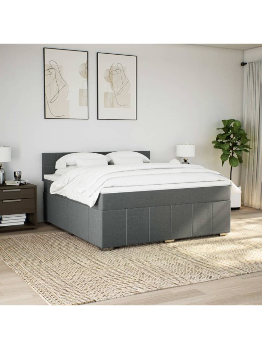 Box spring postel s matrací tmavě šedá 180x200 cm textil